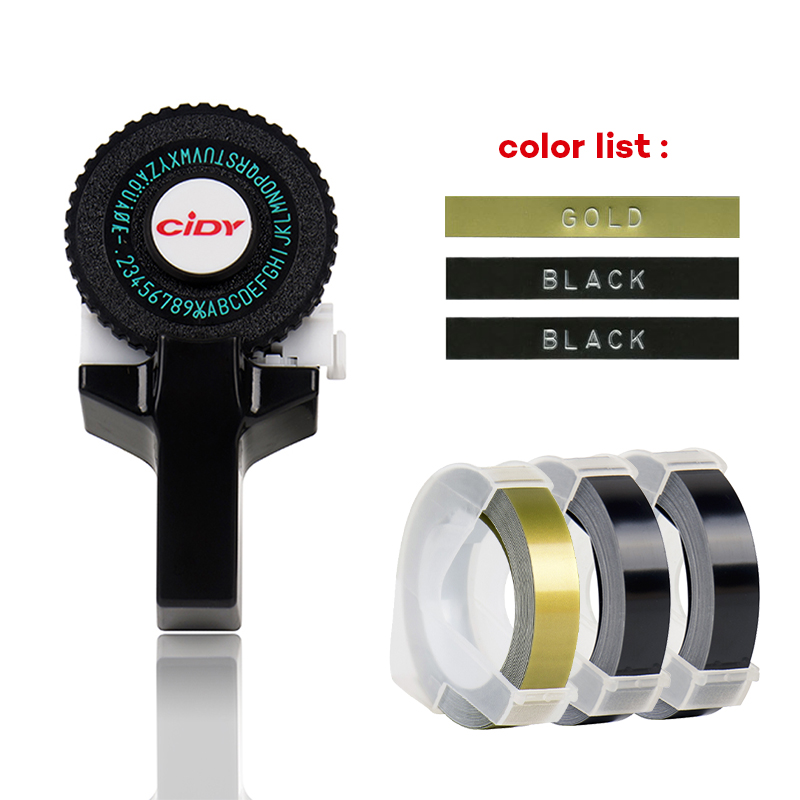 C101 Mini DIY manuelle Schreibmaschine mit 3 Bändern (9 mm x 3 m) Bandprägung Etikettendrucker Schreibmaschine