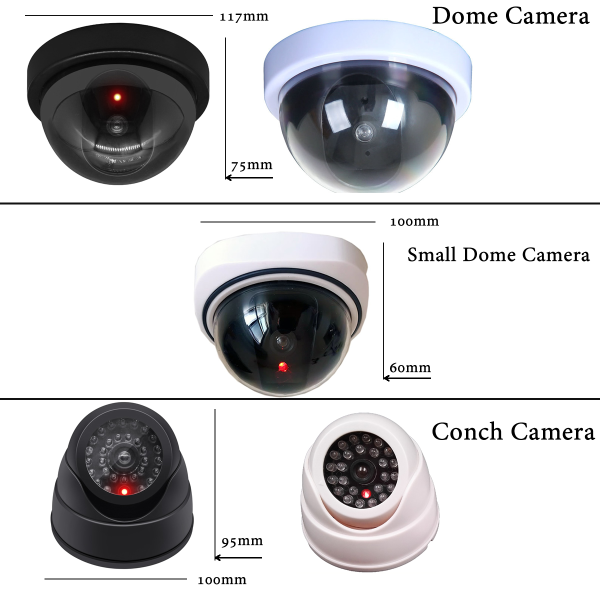Nueva luz LED roja intermitente, cámara de concha simulada negra/blanca, sistema de seguridad de vigilancia para el hogar y la Oficina, cámara de seguridad CCTV falsa
