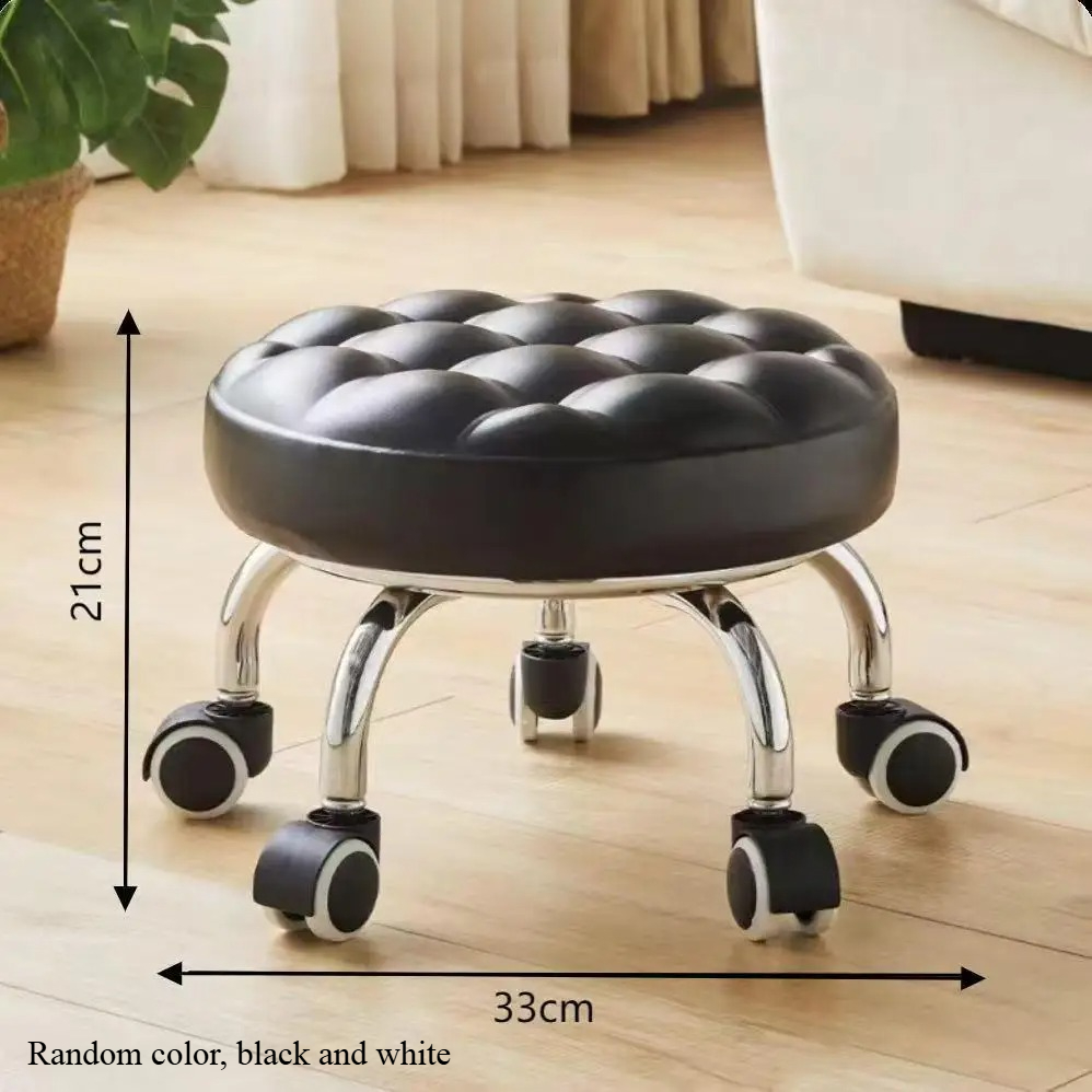 Taburete pequeño con rueda Universal, cómodo banco móvil sedentario para el hogar con polea de ruedas, taburete bajo con taburete redondo para bebé