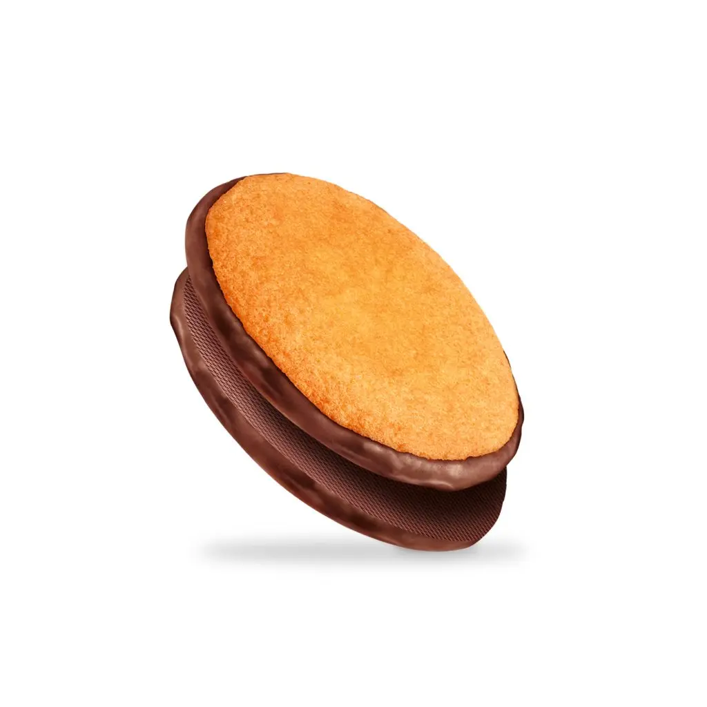 Caixa de luas dulcesol com 2Kg embalada individualmente. Produto de pastelaria e pastelaria. Bolo de ló com cobertura de cacau