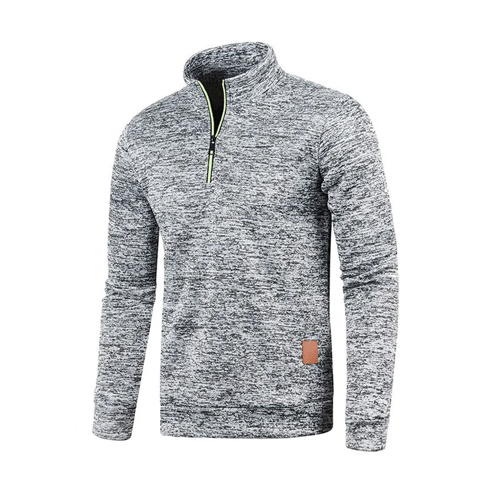 ผู้ชายเสื้อฤดูใบไม้ผลิหนาPulloverครึ่งซิปPulloverสําหรับชายHoodyกลางแจ้งSweatshirฤดูใบไม้ร่วงสีทึบคอเต่าSwea