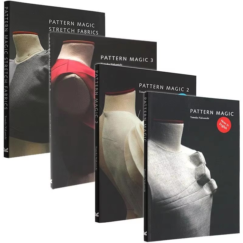 4 Bücher/Set Englisch Tomoko Nakamichi Muster Zauberbücher Band 1-4 Stretchstoffe Kleidung Schneiden Design Lehrbuch