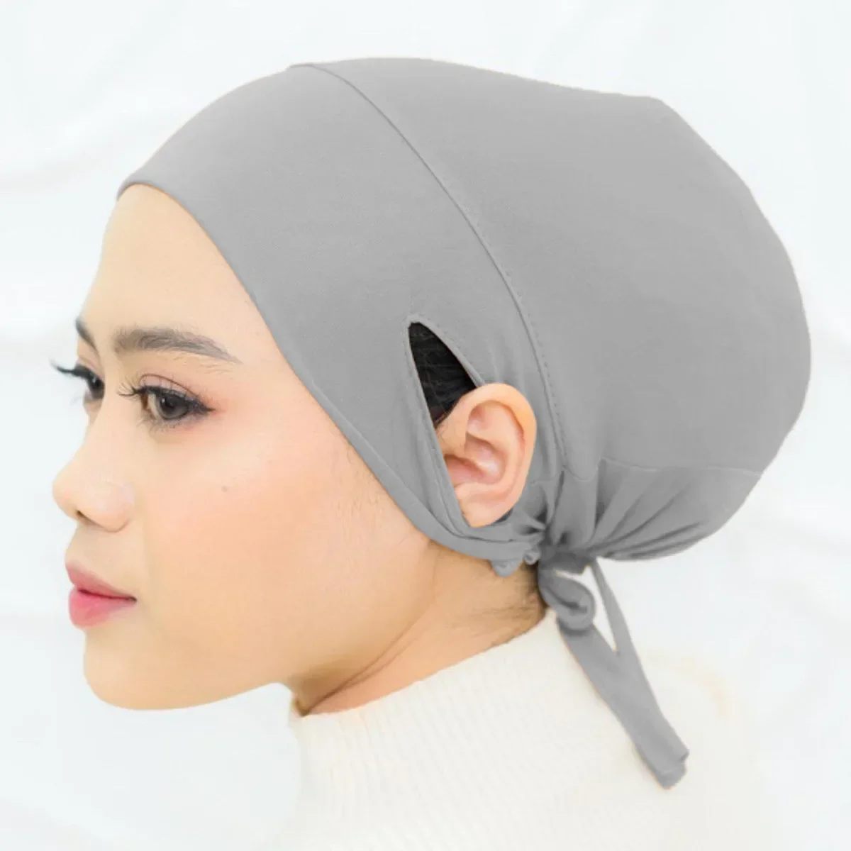 Feminino hijab islâmico sob cachecol pronto cor sólida undercap com buraco de orelha quimio boné bandanas underscarf para hijabs gorros bonnet
