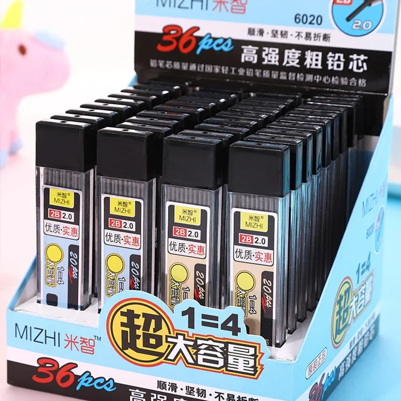 20 Chiếc/Chai Graphite 2.0Mm Dẫn Tự Động Bút Chì Lõi Thay Thế 2B Dày Core Cơ Bút Chì Đổ Lại Trường Văn Phòng nạp Lại