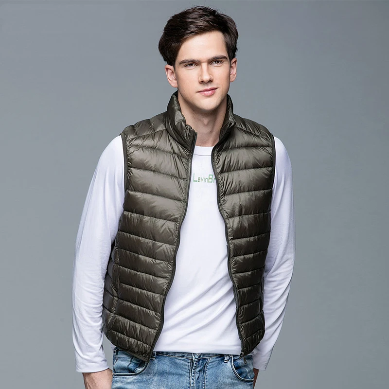 90 % weiße Entendaunenweste, tragbare ultraleichte ärmellose Jacke, tragbare Herrenweste, neue ärmellose Winterjacke für Herren 2024