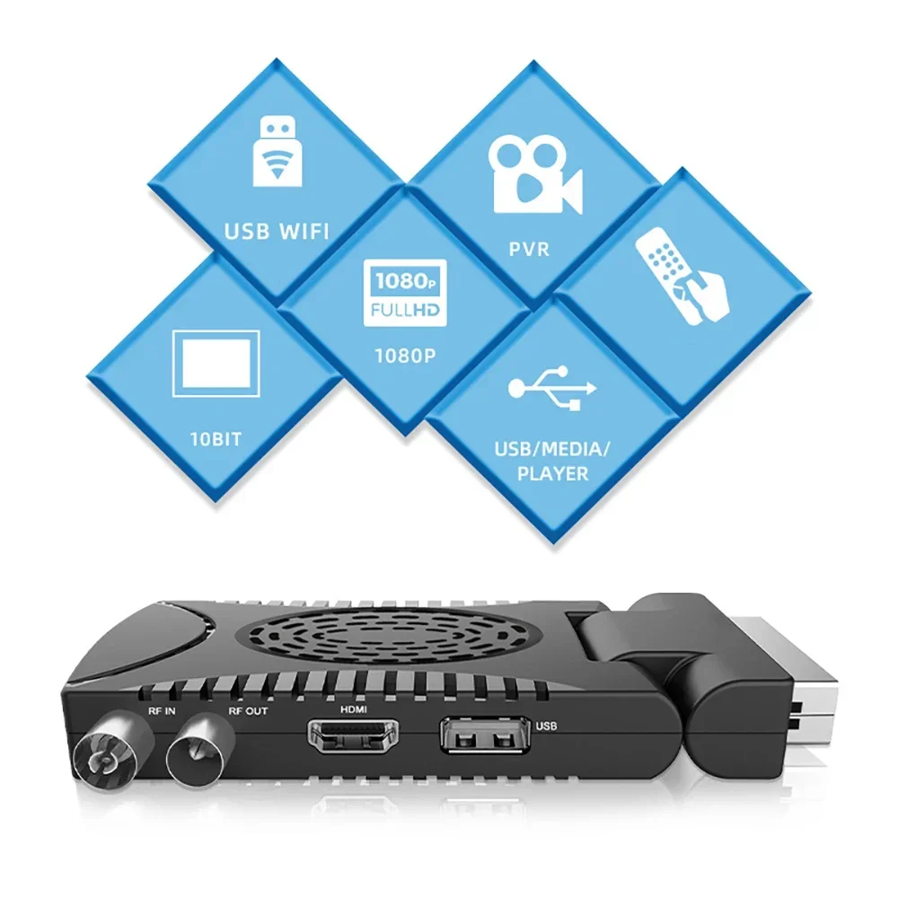Spanien DVB T2 H.265 1080HD TDT Europa Terrestrischer TV-Receiver HEVC Decoder EPG Set Top Box Scart für Italien Frankreich usw. YouTube