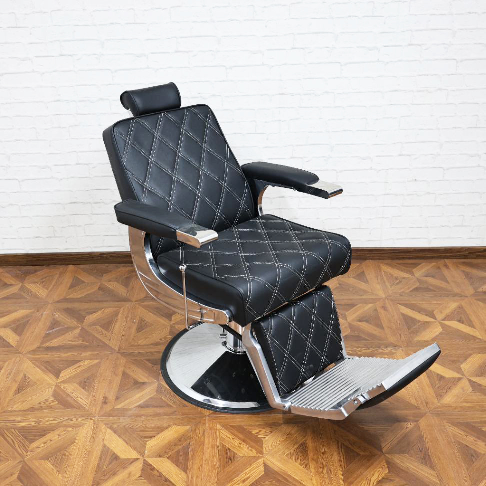 발판이 있는 이발소 이발 의자, 360도 회전 °   회전식, 유압식 리프트, 검정색 의자, 미용실 가구 도매