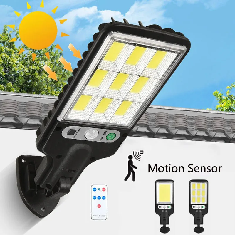 Sensor ao ar livre lâmpada solar de rua 3 modos de luz iluminação de segurança à prova dwaterproof água para jardim terraço porta da garagem 108 cob iluminação de parede