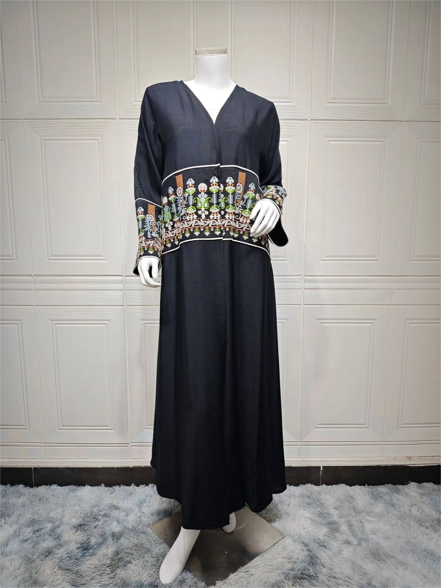 イスラム教徒の女性のための刺繍されたロングドレス,ラマダンのカフタン,控えめなカーディガン,モロッコのカフタン,jalabiya,イスラム教のパーティー,eid,2024