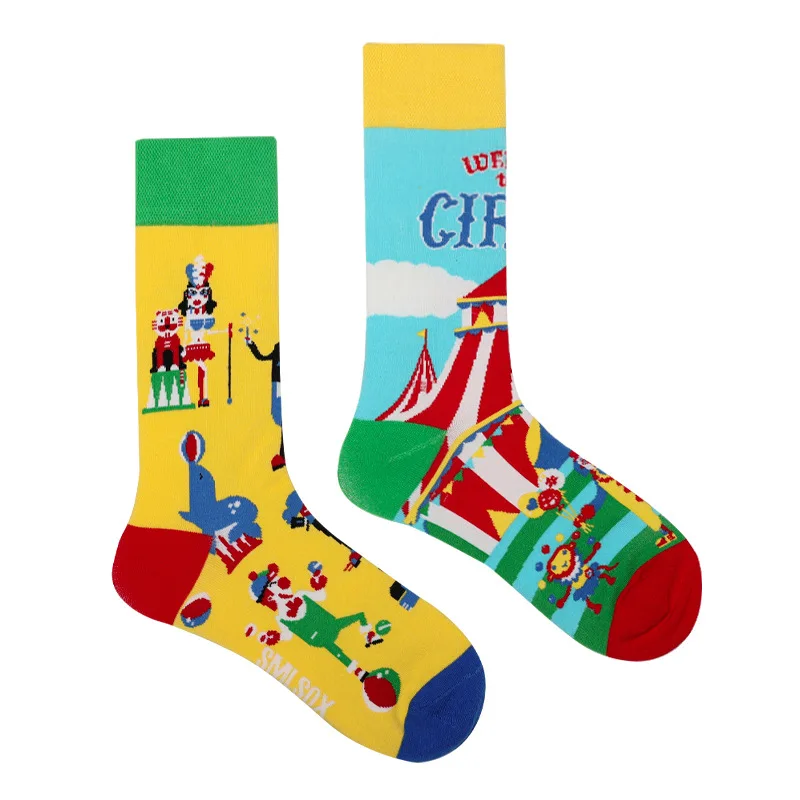 1 par de calcetines originales AB Tide para hombre y mujer, calcetines coloridos de tubo medio alto, calcetines de algodón con flores, frutas, pastel de caramelo, calcetines Unisex