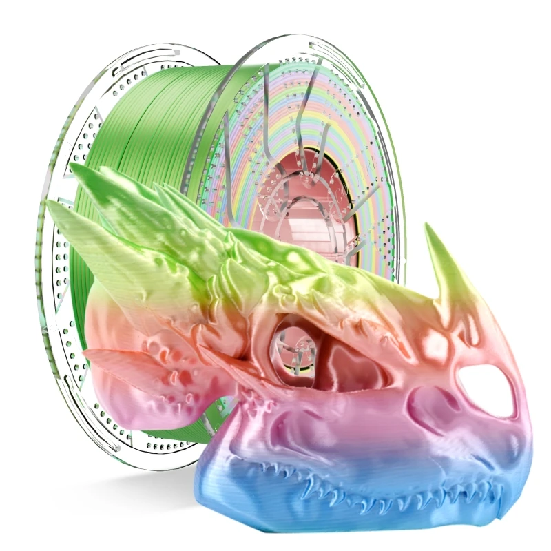 Toveren Zijde PLA Regenboog Mat Meerkleurig 1,75 mm Dual/Tri Kleuren Snel Filament Plastic 1KG Voor 3D-printermaterialen