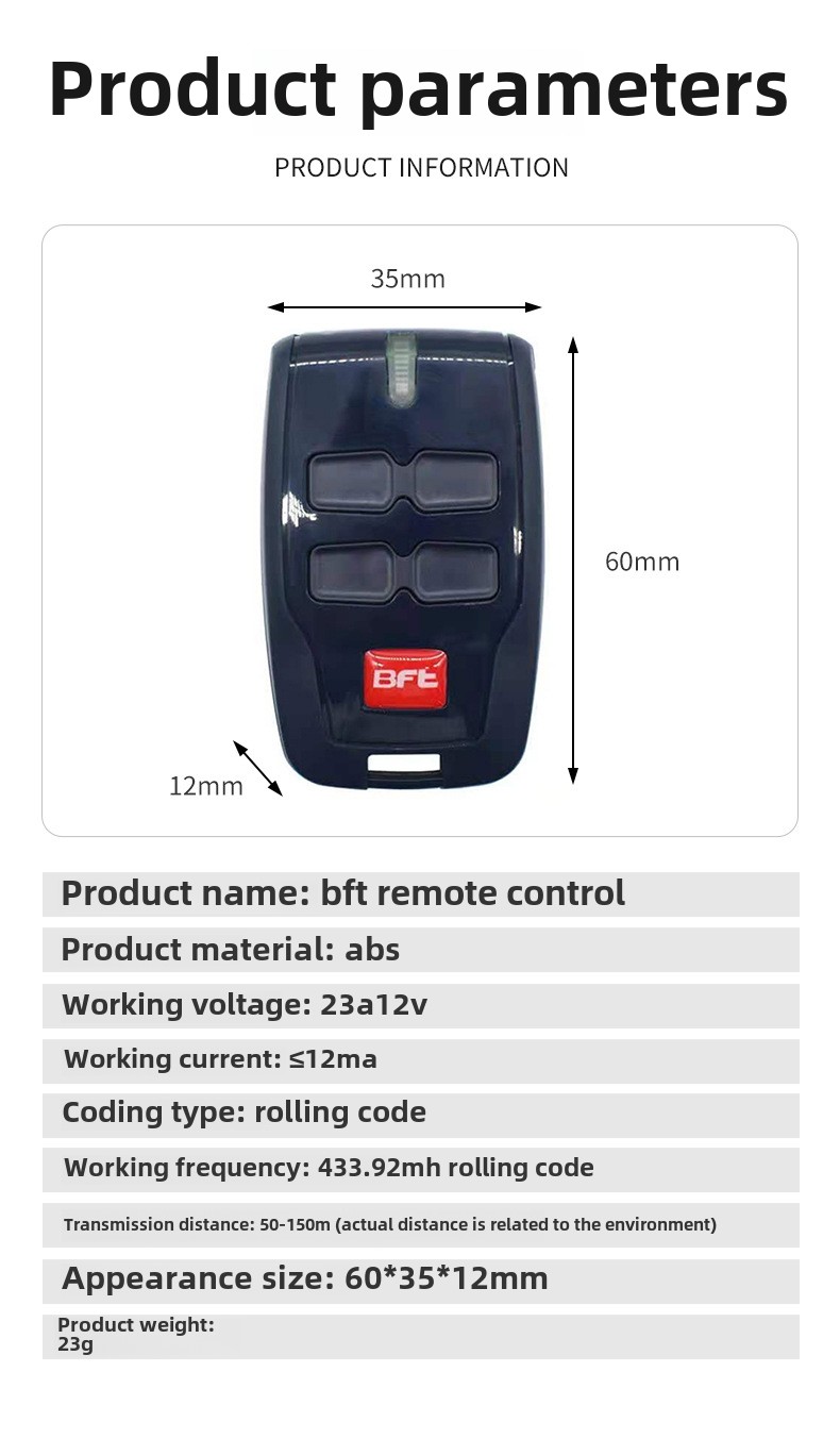 BTF Control remoto inalámbrico puerta corredera puerta de garaje abridor de puerta eléctrico 2 llaves 4 engranajes todoterreno