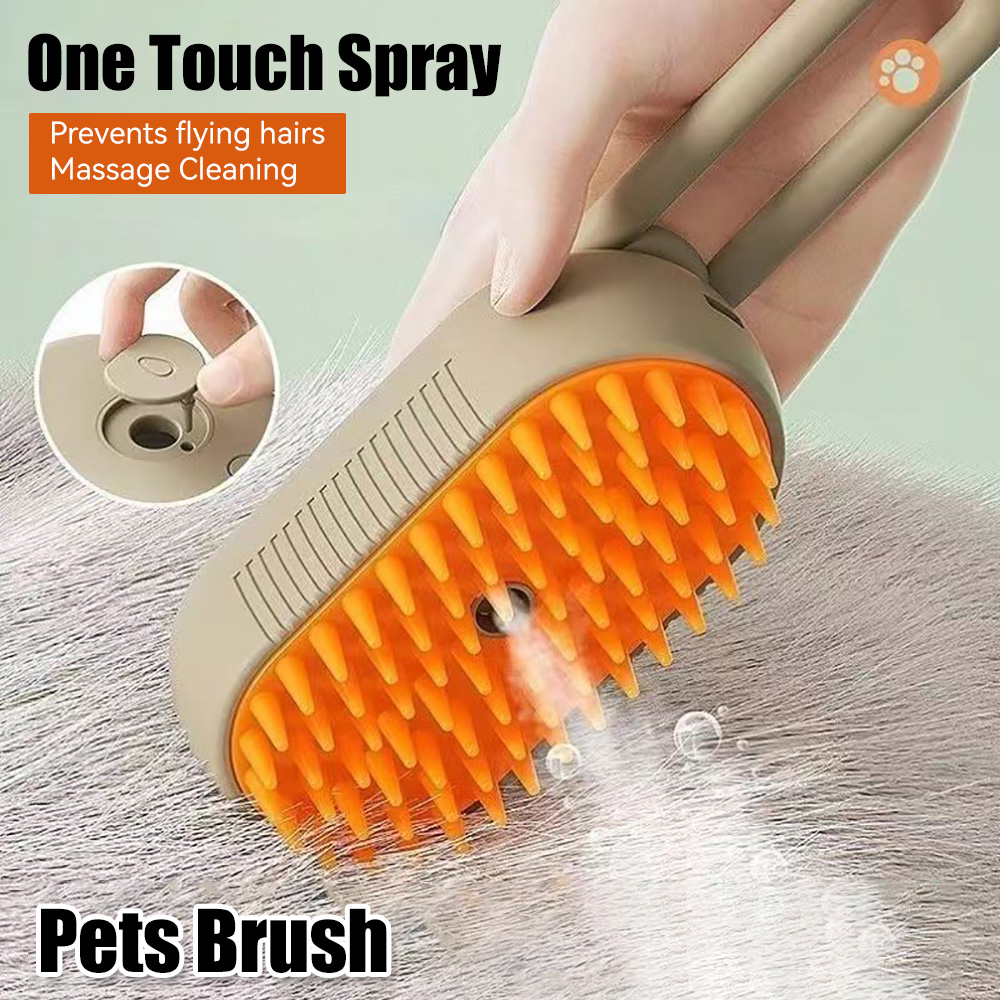 Pente explosivo para animais de estimação, spray elétrico para massagem em spray para cães e gatos, spray de um toque, massagem de cabelo anti-voador, pente de banho para gatos