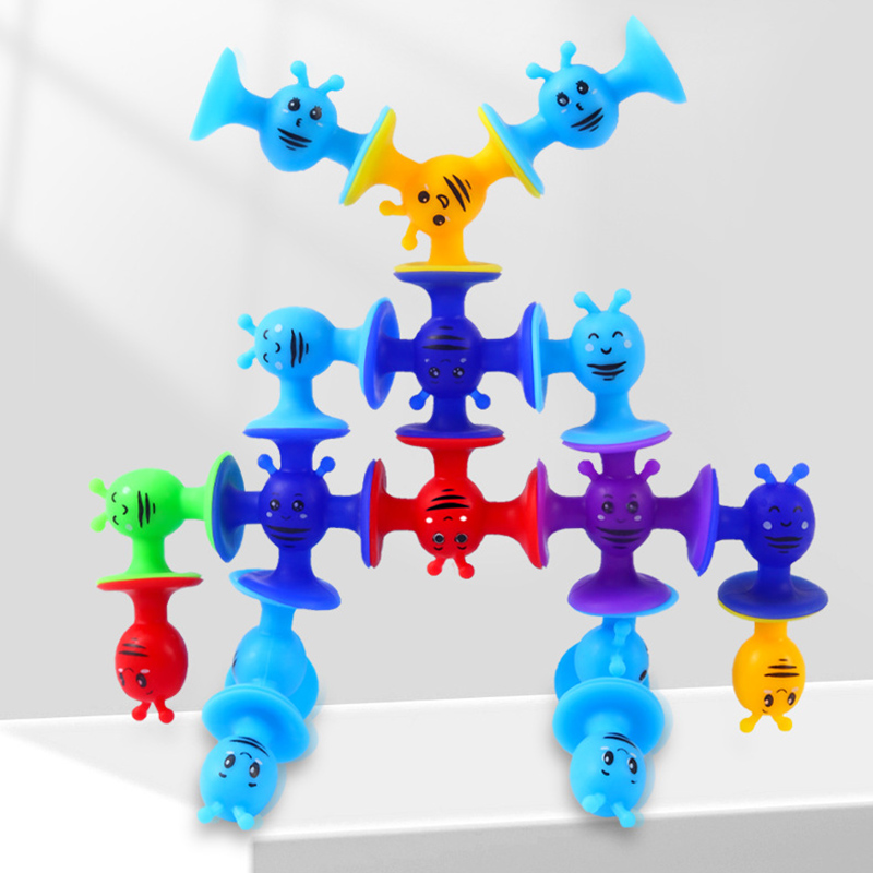 38 teile/satz Bienen Saugnapf Spielzeug Fenster Bad Spielzeug Mit Eierschale Lagerung Reise eltern-kind-Interaktives Spiel, geschenk für Kinder