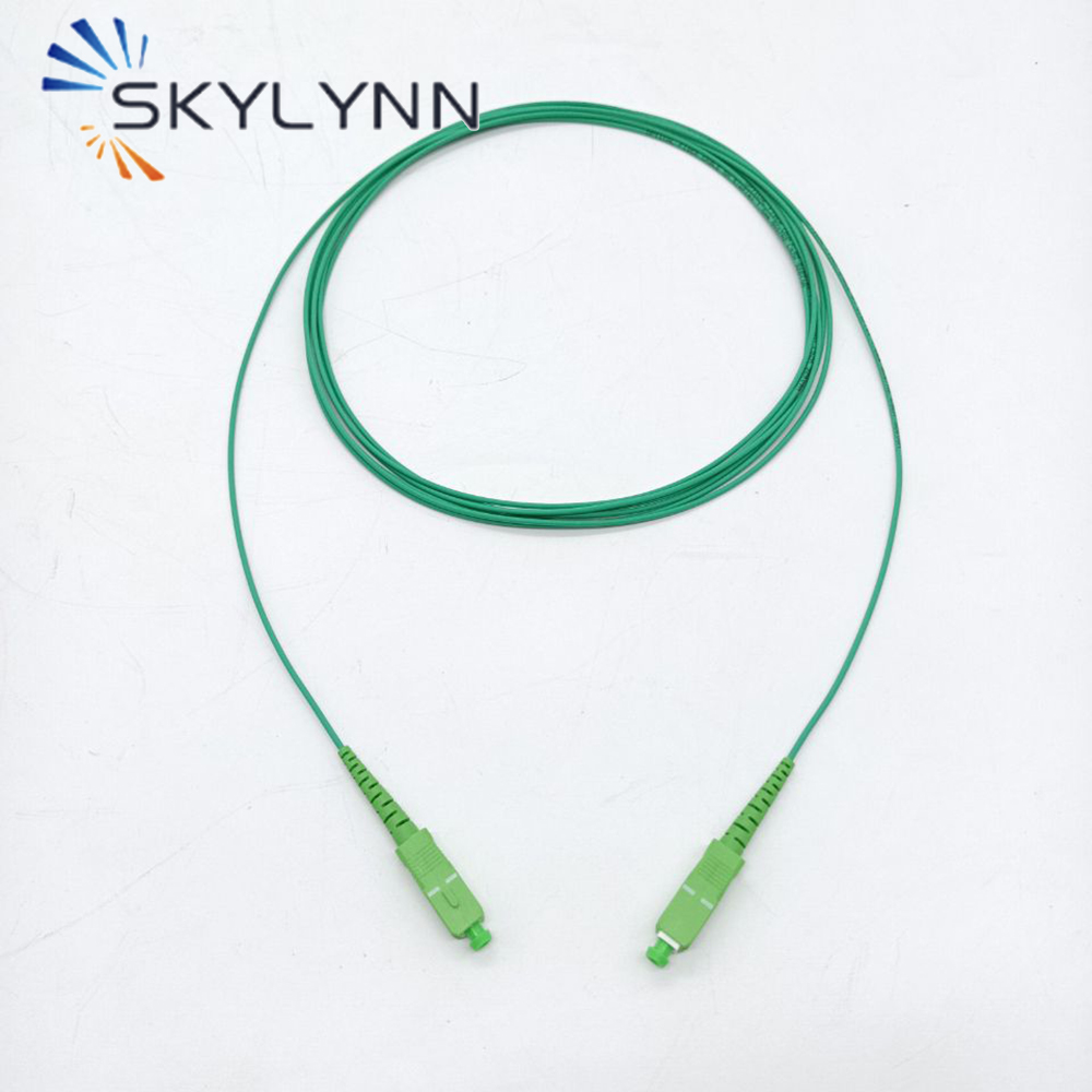 Personalizado 100 Uds SC/APC-SC/APC modo único G657A2 núcleo Simplex 1,6mm de diámetro Cable de conexión de fibra óptica chaqueta LSZH verde 3,5 M