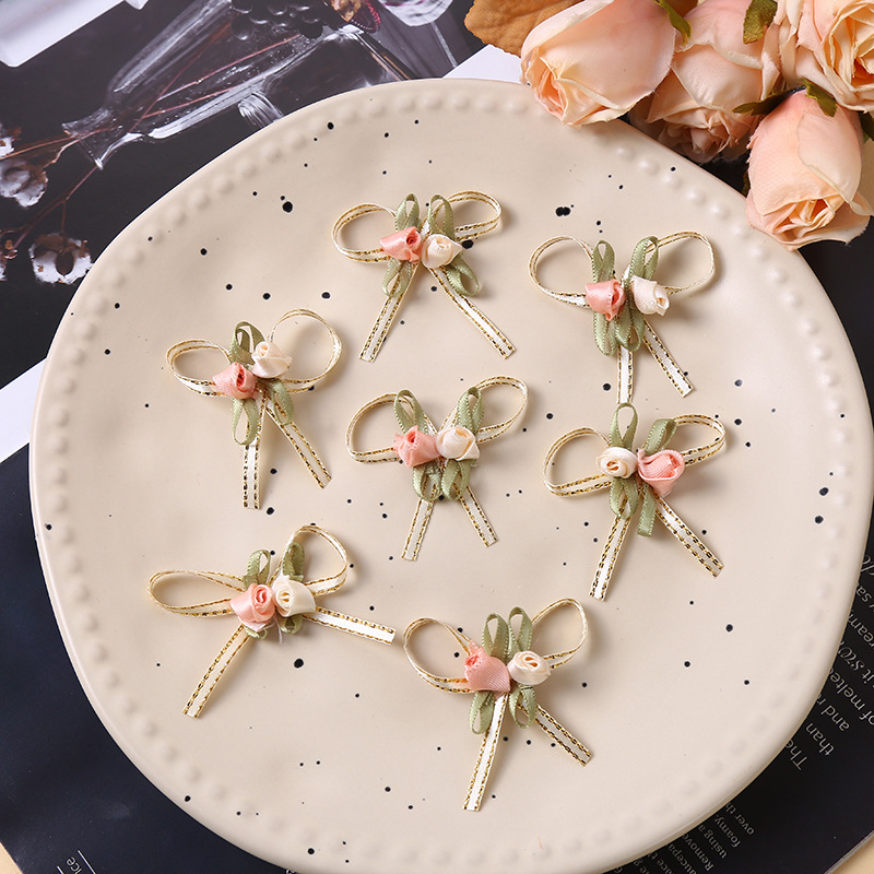 50 Stück Rose Pod Bogen hand gefertigte DIY Simulation Band Schmuck Zubehör Bekleidungs zubehör dekorative Accessoires
