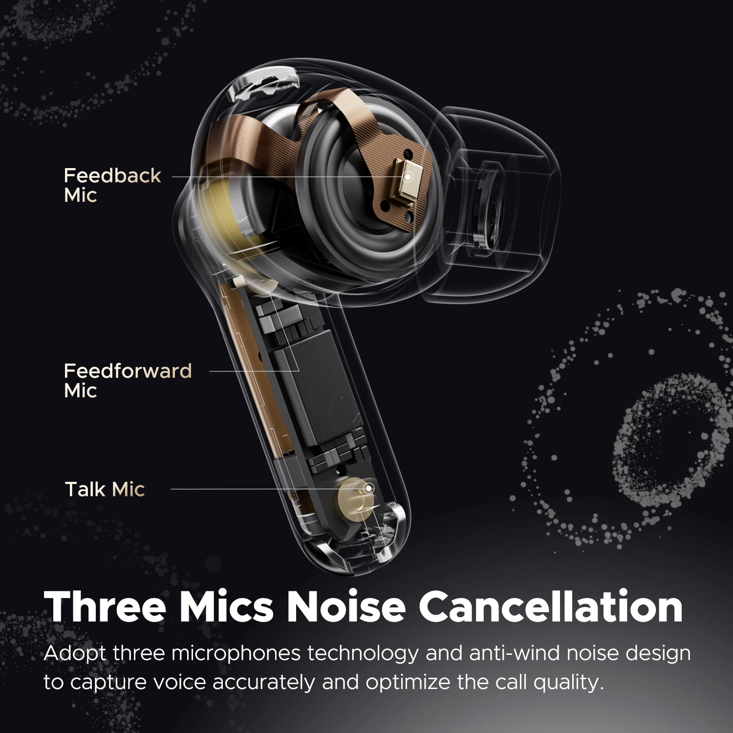 Auriculares inalámbricos SoundPEATS Capsule3 Pro con alta resolución y LDAC, auriculares híbridos ANC Bluetooth 5.3 de 43 dB con 6 micrófonos, total de 52 horas