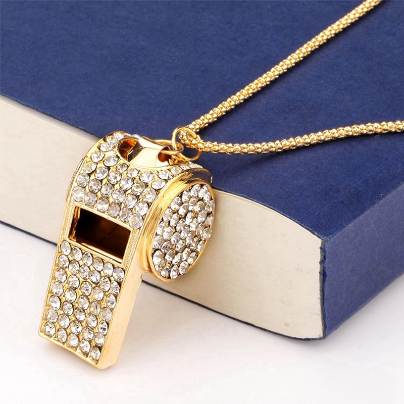 Whistle, Metal Crystal Rhinestone Whistle, Shining Whistle With Keychain For Referees, Coaches, Teachers