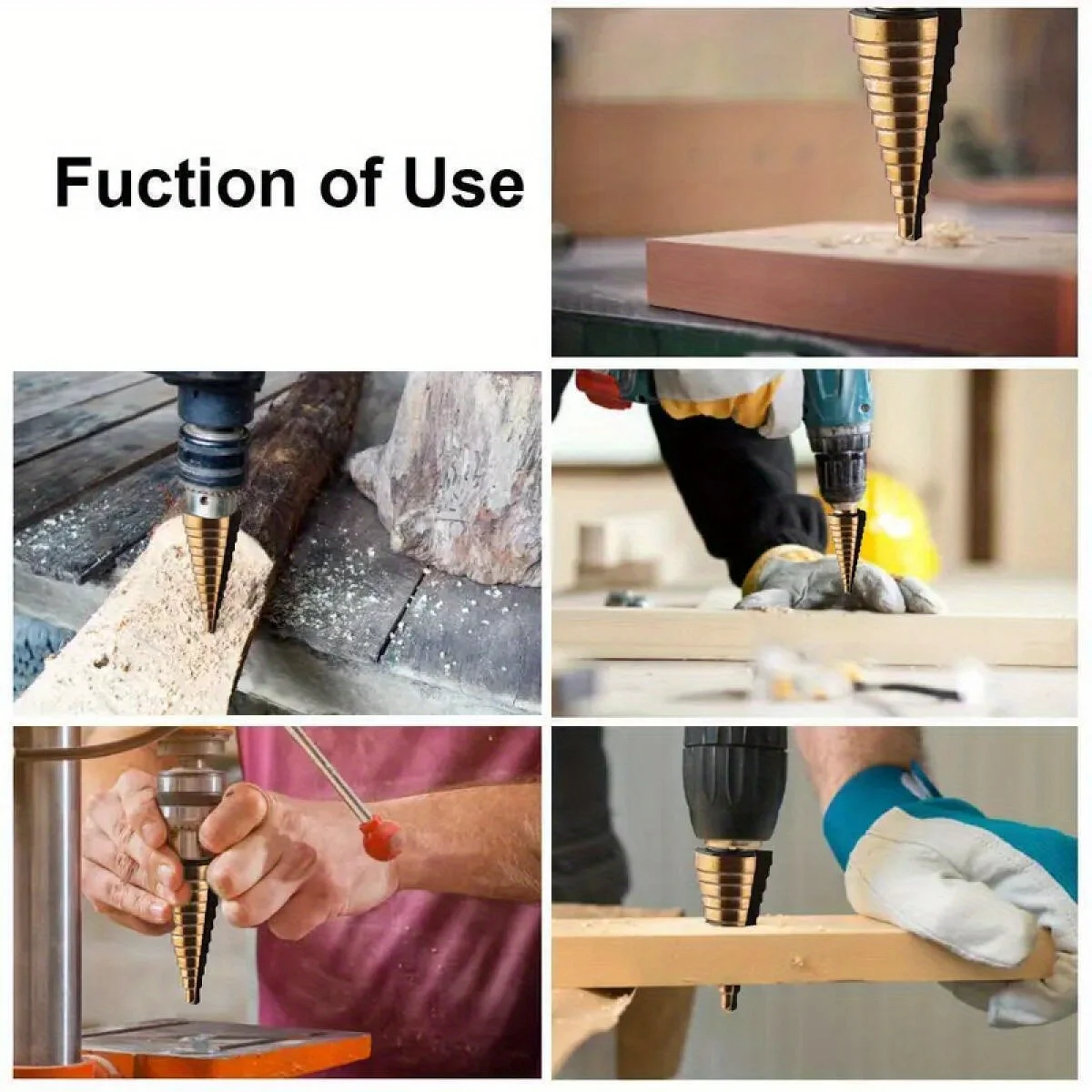 5-piece HSS cobalt stepped drill bit kit, porous 50 size cobalt titanium conical drill bit core, aluminum shell
