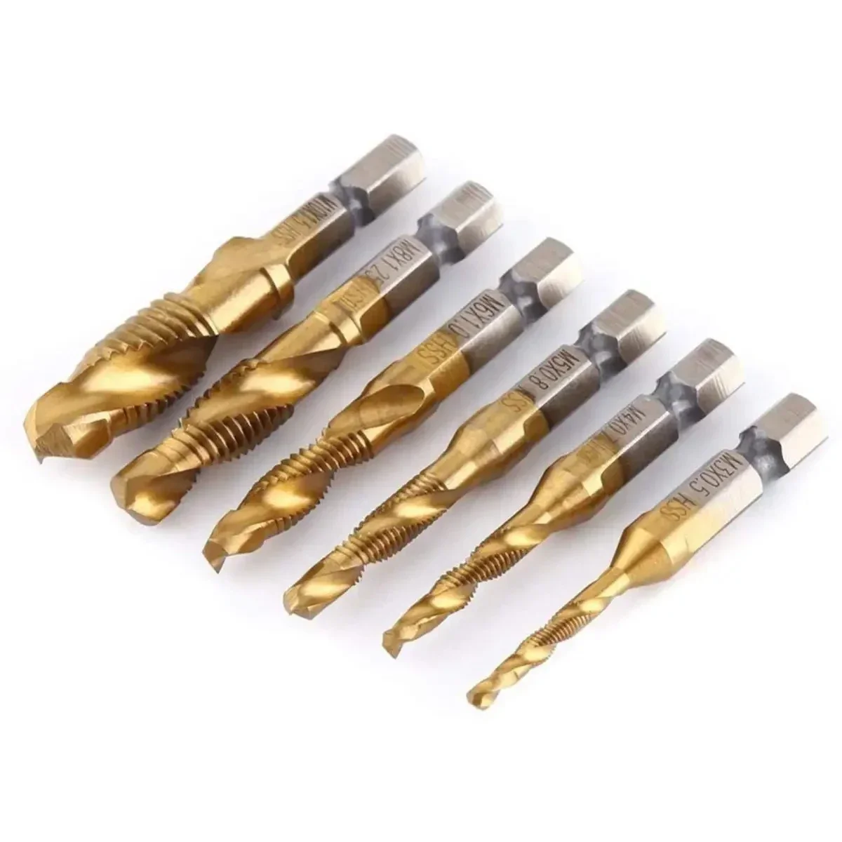 Tige hexagonale plaquée titane HSS filetage métrique taraud forets vis Machine composé robinet M3 M4 M5 M6 M8 M10 outils à main