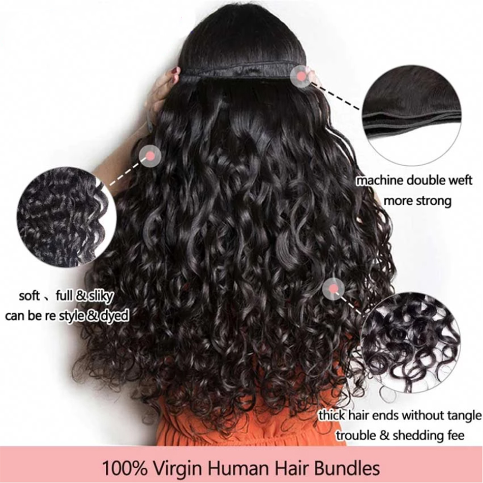 12A Water Wave มนุษย์ผม 100% ที่ยังไม่ได้ Virgin Hair ราคาถูกเปียกและหยักผม 3/4 Bundle Deal Peruvian Deep Wave ผม