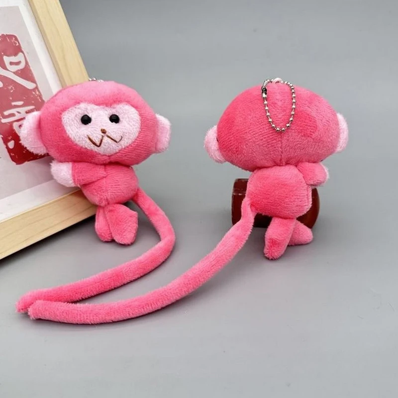 การ์ตูนลิงหางยาวตุ๊กตาพวงกุญแจจี้ DIY ตุ๊กตาของเล่นตุ๊กตาพวงกุญแจกระเป๋าเป้สะพายหลังจี้อุปกรณ์เสริมของขวัญเด็ก