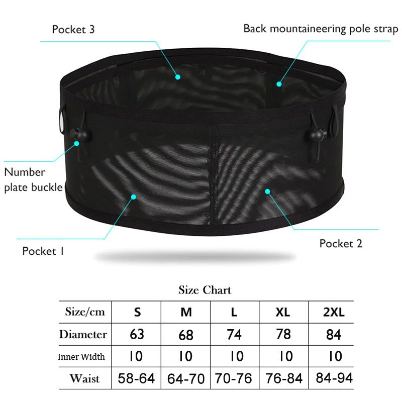 QUESHARK วิ่งเอวกระเป๋าตาข่ายยืดหยุ่น Close-Fitting โทรศัพท์มือถือกระเป๋าโทรศัพท์ขนาดใหญ่ความจุขี่จักรยานภูเขาน้ำกระเป๋า