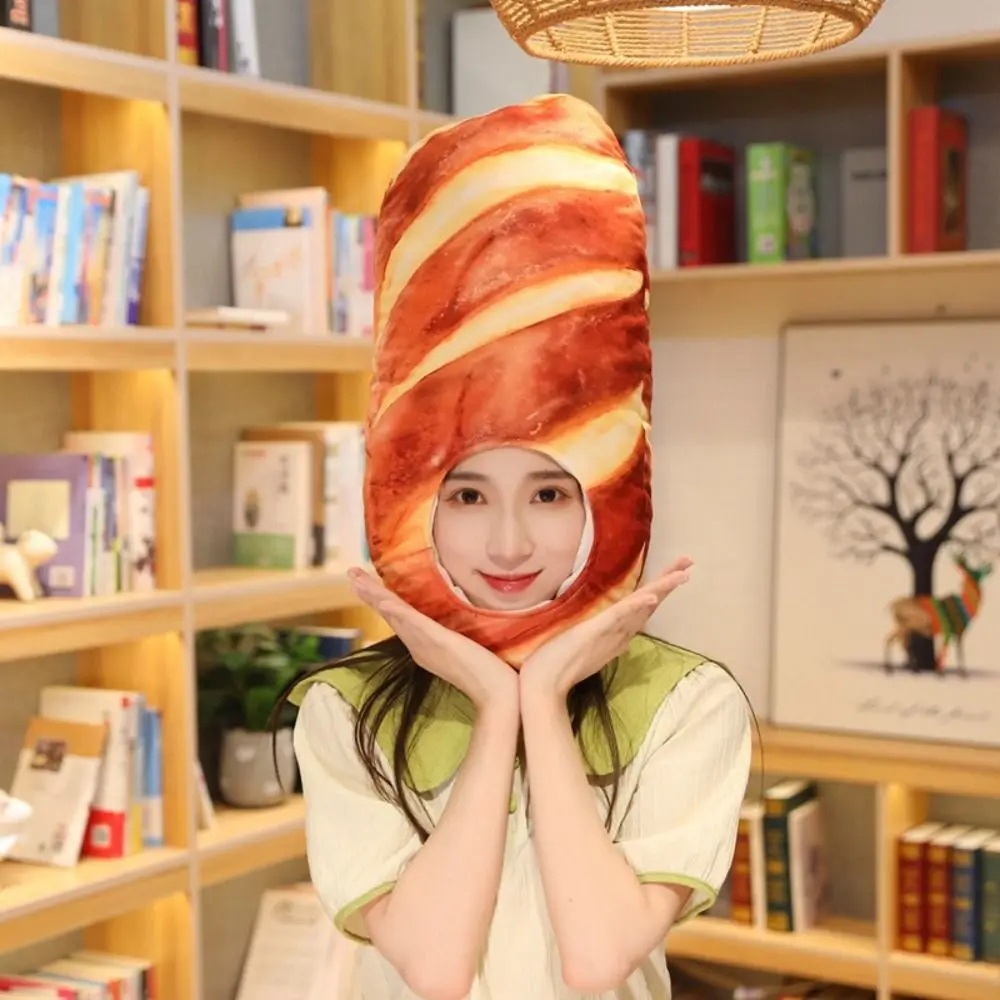 Creative Plush Funny Toast หมวก Photo Props ความแปลกใหม่น่ารักขนมปังหมวก Soft Plush Toast หมวกของขวัญ