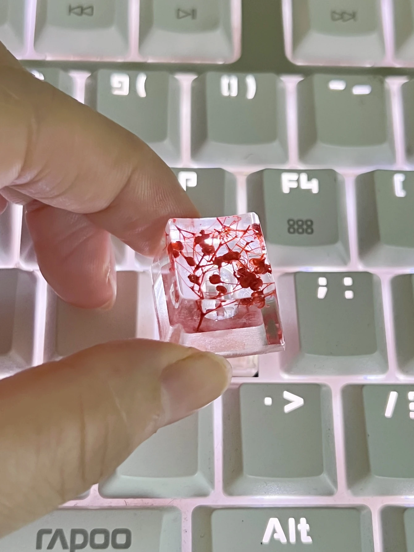 1 ชิ้นอีพ็อกซี่คุณภาพสูง DIY โปร่งแสงใบแห้งดอกไม้กระดาษ Cross Axis คีย์บอร์ด Keycap Universal อุปกรณ์เสริม