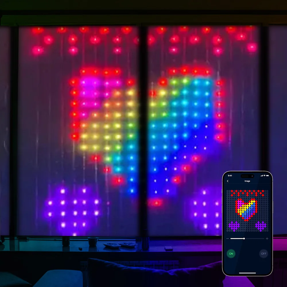 RGBIC LED Curtain Light APP Bluetooth Control USB Curtain Light String Plug Remote Control String Lights for Room Decorations