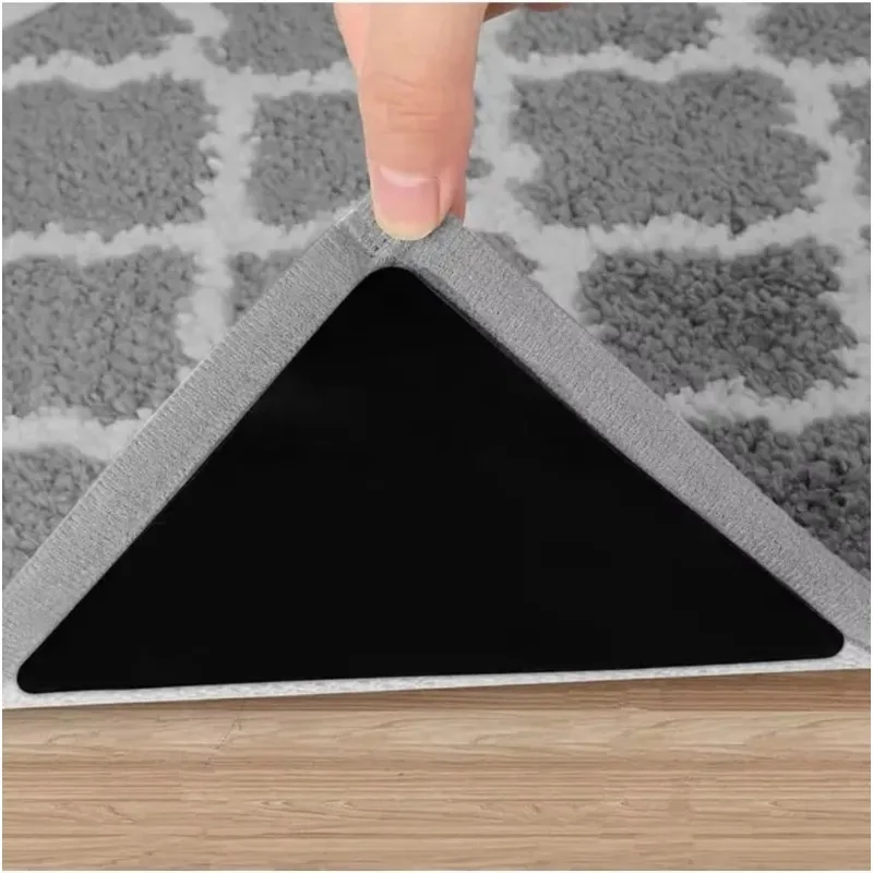 8 ชิ้นชุดสามเหลี่ยมล้างทําความสะอาดได้พรม Gripper Anti - Slip แผ่นยางกันลื่นเทปสําหรับพื้นกระเบื้องพรมมุม Pad