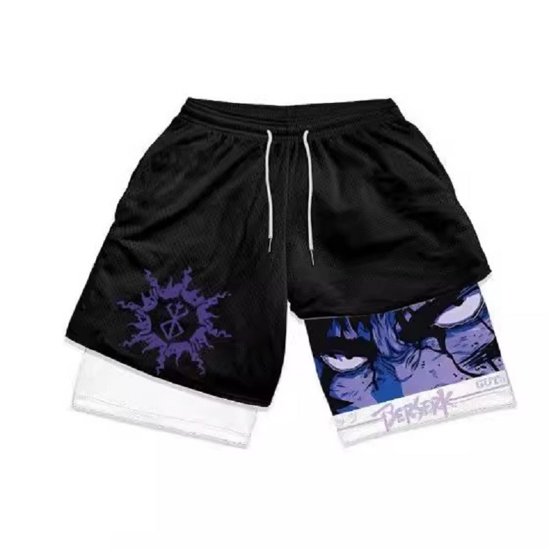 Pantaloni da spiaggia per adulti a doppio strato con stampa digitale 3D, pantaloncini casual da fitness, pantaloni sportivi, pantaloncini casual con stampa personalizzata