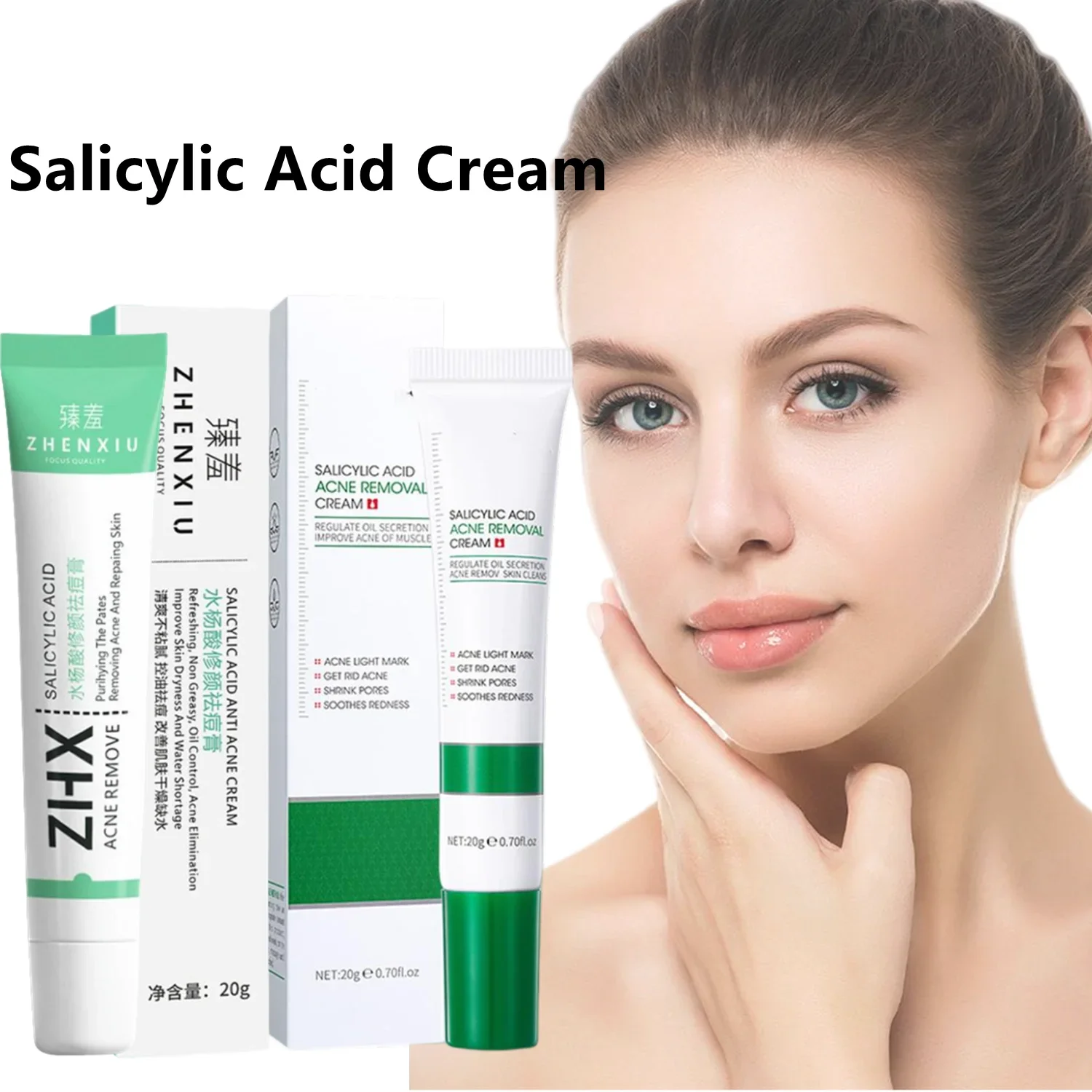 Ácido salicílico encolher poros creme eliminação poros grandes remover blackehead rosto suave reparação produto de cuidados com a pele