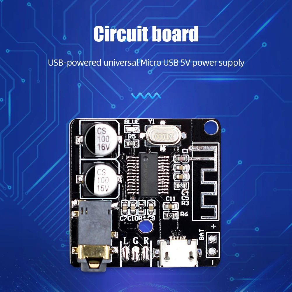 VHM-314 Módulo de música estéreo sem fio, 3.5mm Audio Aux, compatível com Bluetooth 4.1, 5.0, MP3 Decoding Player Board, Micro USB, 5V alimentado