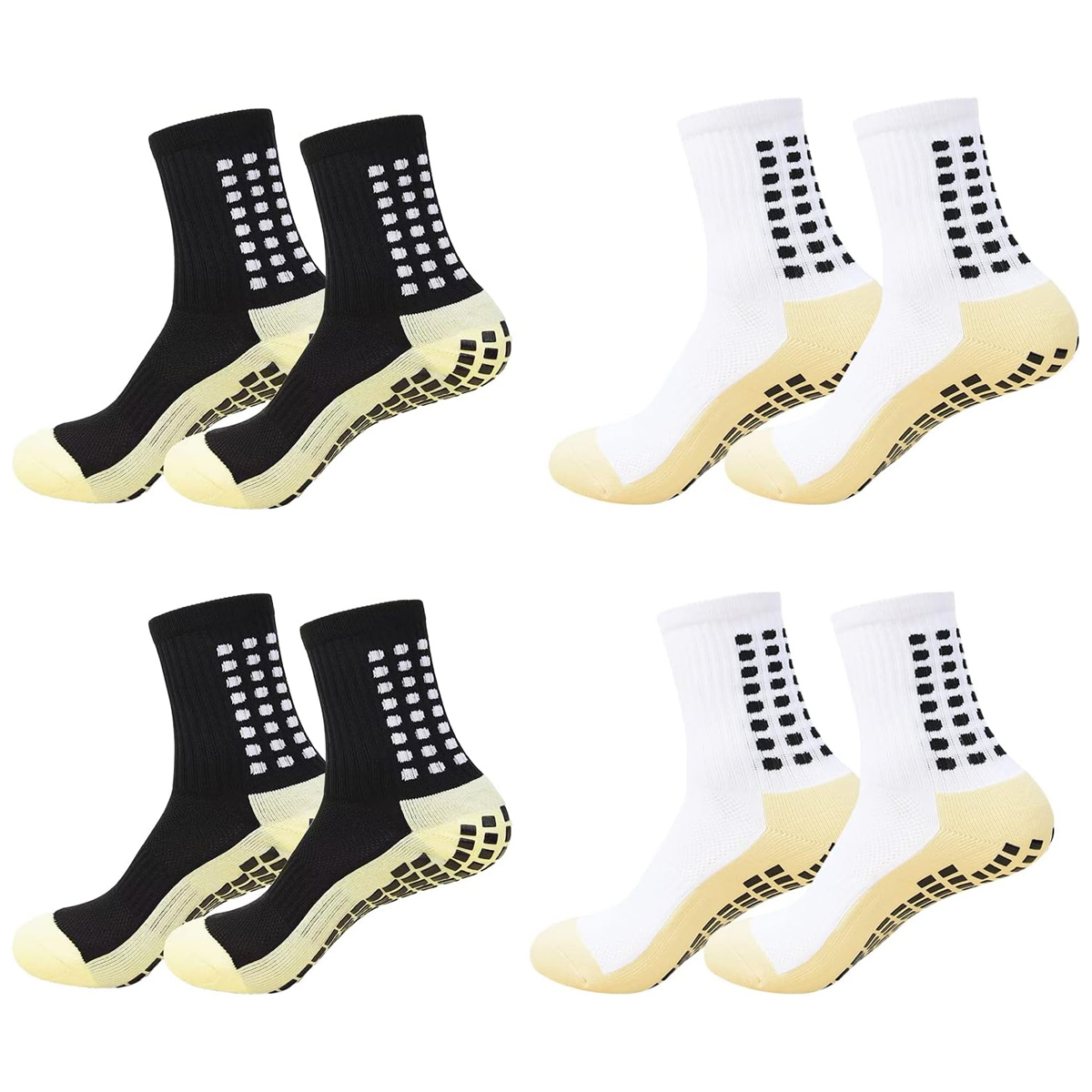 4 Paar Anti-Rutsch-Fußballsocken für Männer und Frauen, rutschfeste Fußball-Basketball-Tennis-Sportsocken, Grip, Radfahren, Reiten, Yoga-Socken