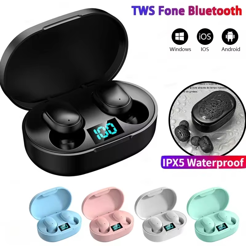 E6s sem fio bluetooth fones de ouvido tws bluetooth fone de ouvido sem fio com cancelamento de ruído com microfone