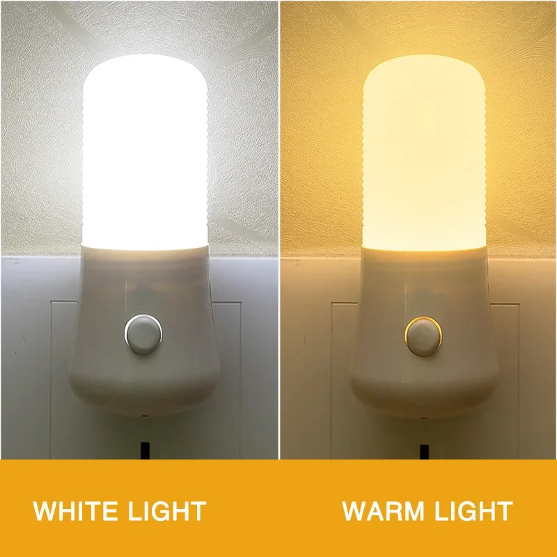 Luces nocturnas con enchufe, luz LED nocturna, interruptor de botón, lámpara de noche para dormitorio, habitación de bebé, pasillo, decoración del hogar, lámpara de enchufe de pared