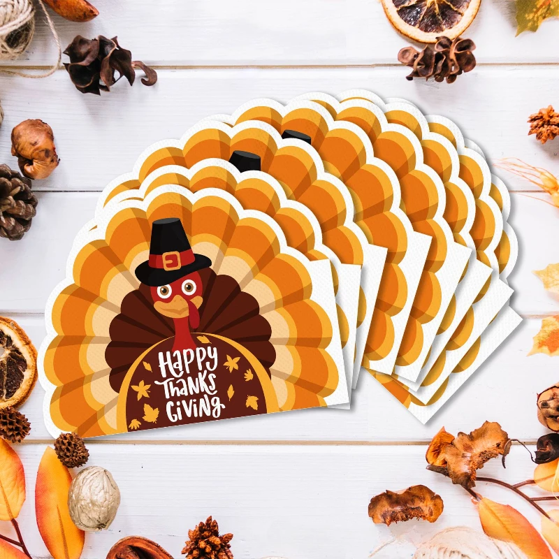 20 pz/Pac 28*36cm tovaglioli di carta a forma di ringraziamento autunno Party Holiday tovaglioli di carta usa e getta tovagliette di carta Decorative