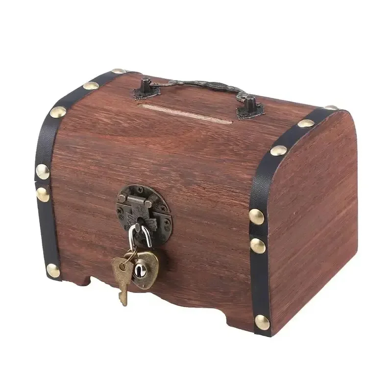 Coffre au trésor avec serrure, boîte de rangement au trésor Vintage, organisateur de tirelire, boîte d'épargne avec serrure pour décoration rétro de la maison