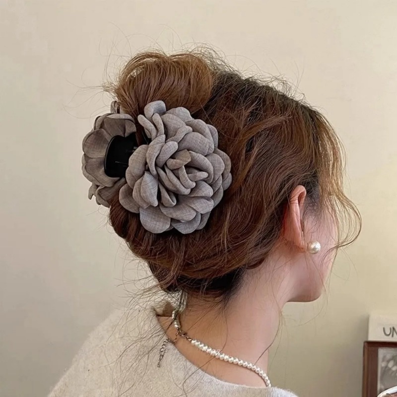 16 Kleuren Zweet Middelgrote Katoen Roos Bloem Haar Klauw Clips Voor Vrouwen Koreaanse Ctach Shark Klem Haaraccessoires 2024