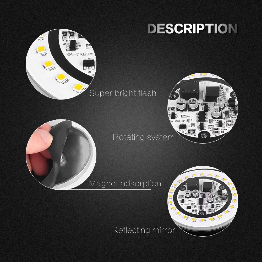 New LED Rotating Flashing Strobe Light Blue Emergency Fire Truck Warning Lamp 12-24V Indicator Magnetic Signal Beacon Lights For