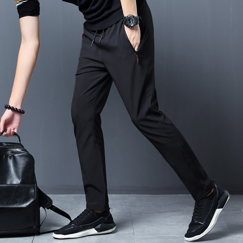Pantalones casuales de secado rápido de seda de hielo de verano para hombres pantalones ajustados versión coreana pantalones de seda de hielo pantalones deportivos tubo recto de secado rápido p