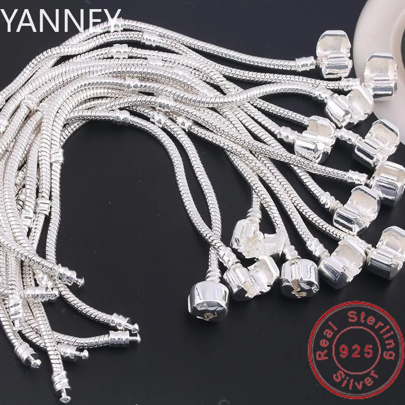 Pulsera con dije de hueso de serpiente de Plata de Ley 925 Original, joyería fina, pulseras con dijes básicos para mujeres y hombres, joyería DIY para fiesta