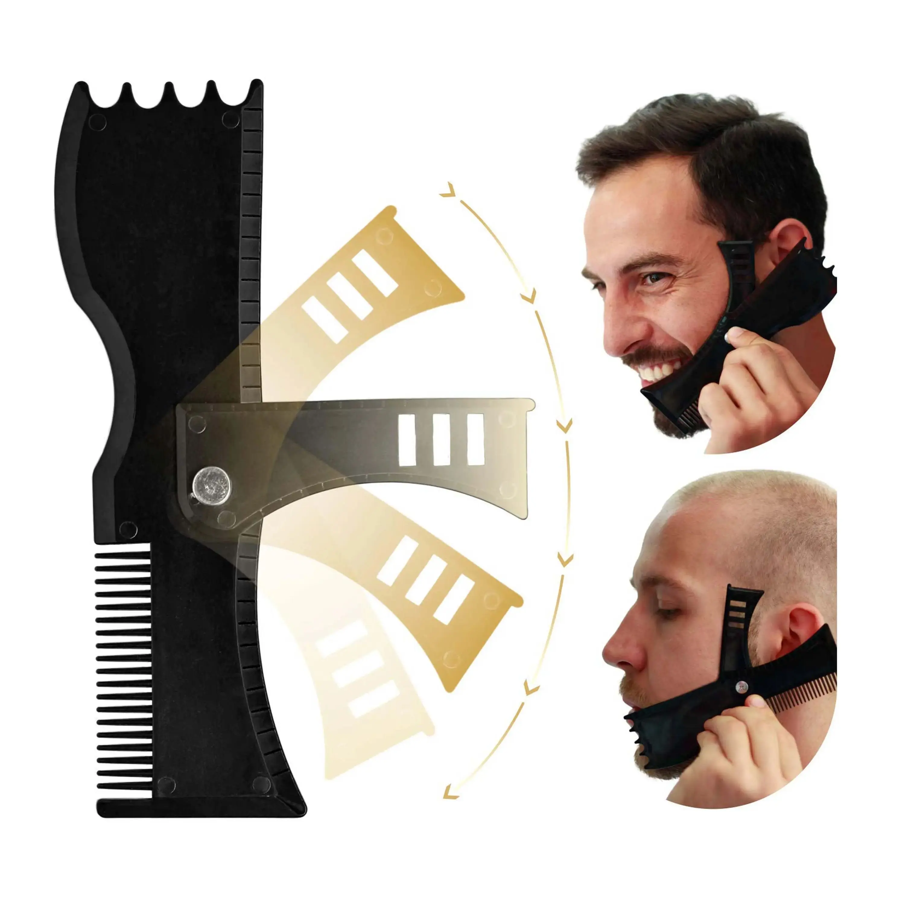 Pettine per styling barba multifunzionale uomo 360 °   Guida allo modello rotante per la barba per modellare e rifinire perfetti