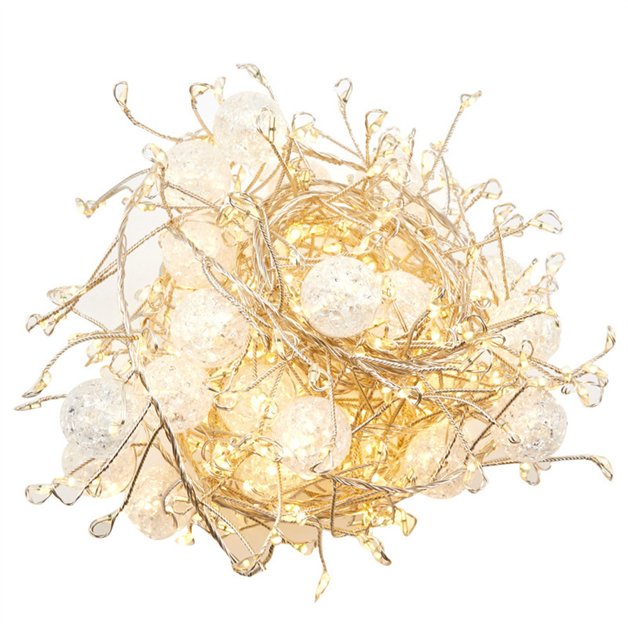 6m 120leds Kristall Crack Ball String Lichter 8 Modi Feuerwerks körper Lichterketten für Weihnachten Girlande Party Hochzeit Schlafzimmer Dekor