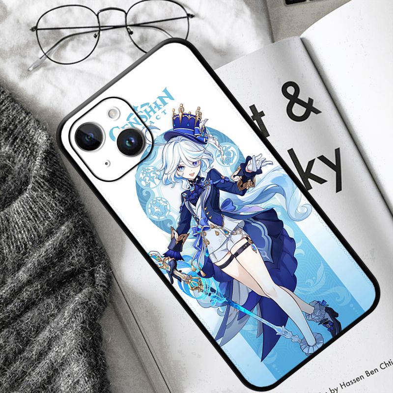 Furina-iphone、かわいいキャラクター、クライオ、5スター、15、14、13、12、11 pro max、mini、xs max、se3、2、7用のgenすねインパクト電話ケース8プラス