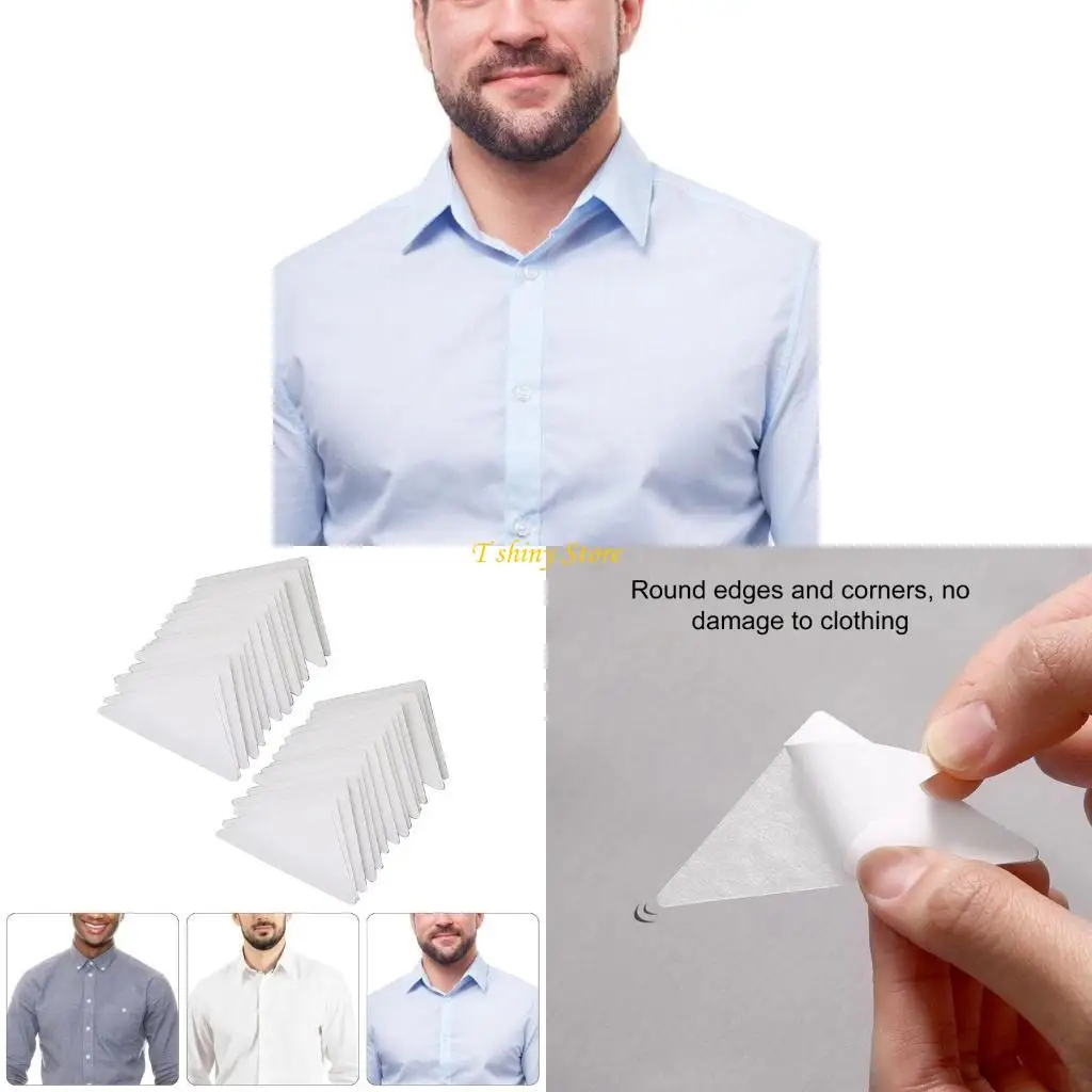 30 peças adesivos de colarinho de papel para suporte de colarinho de camisa unissex modelador de colarinho adesivo para camisa formato de terno formal