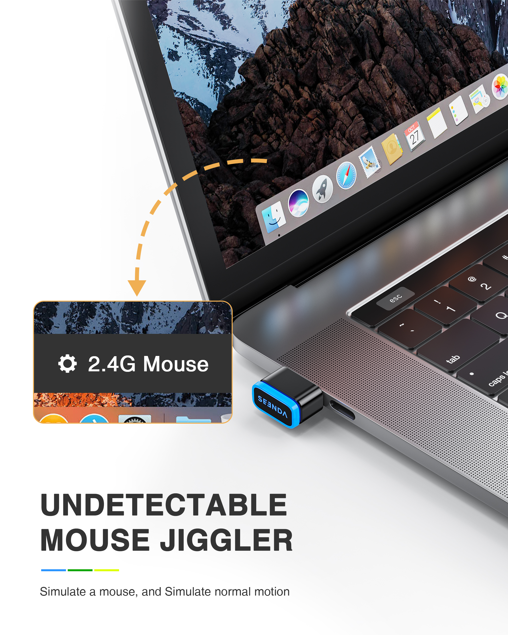 Le moteur de souris indétectable maintient l'ordinateur éveillé simule la souris USB souris Jiggler Seenda accessoires informatiques