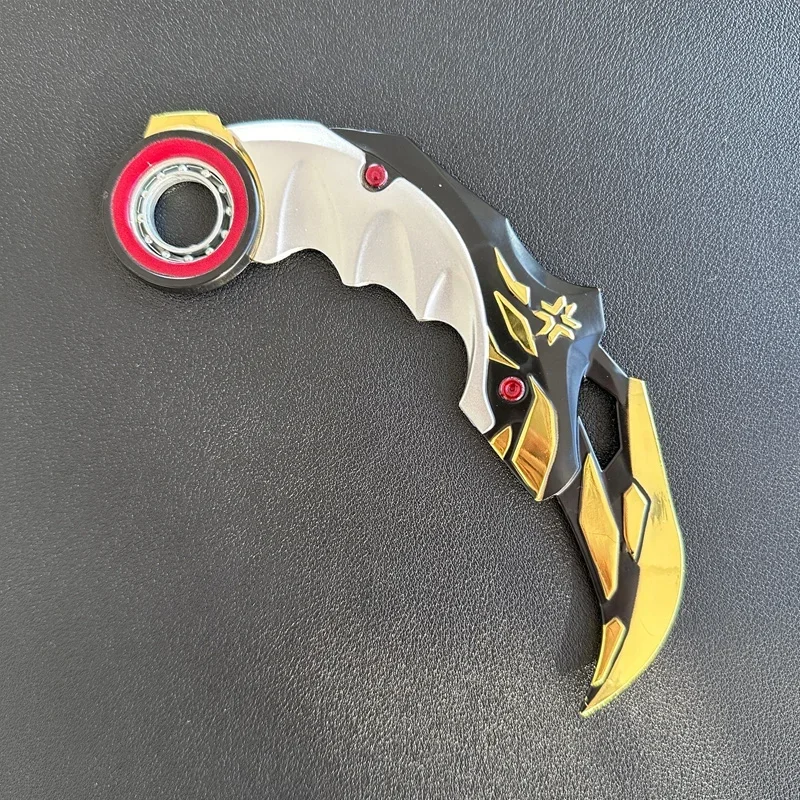 17 センチメートル Valorant チャンピオンシップ 2021 Karambit 回転可能な全金属ゲーム近接武器トレーニングナイフ爪コスプレ小道具おもちゃ家の装飾