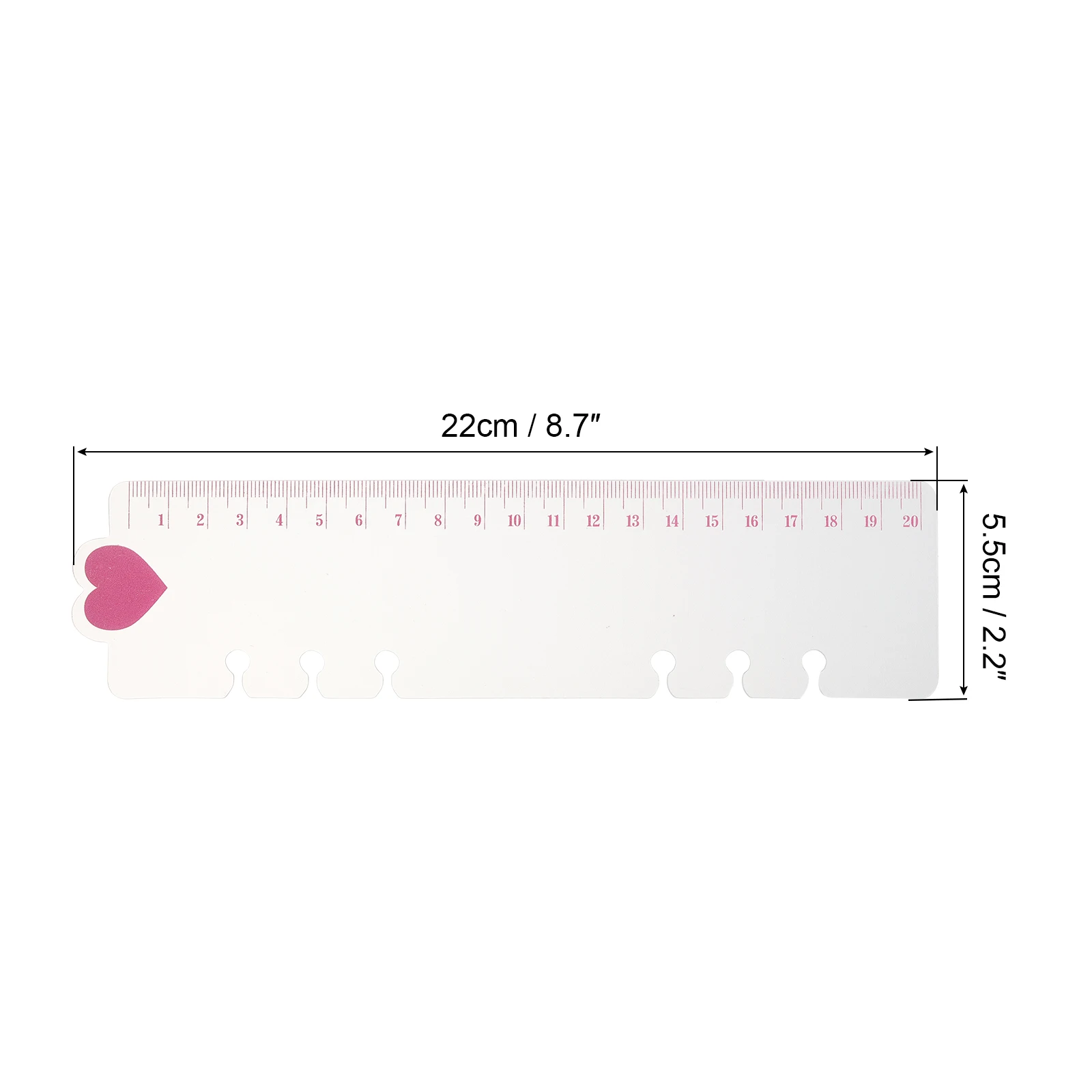 10Pc Bookmark Ruler Snap-in Ruler Page Marker Book Mark Measuring Tools Drawing Tool for 6-Hole Binder Notebook Pink Heart Shape